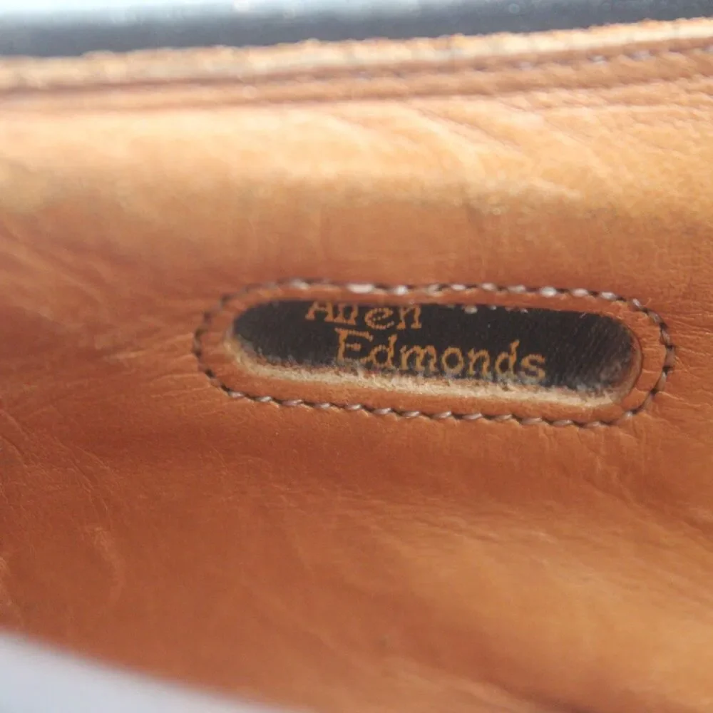 Vintage Allen Edmonds Warton Men 12 Plain Toe Derby Brown Leather Vibram Sole